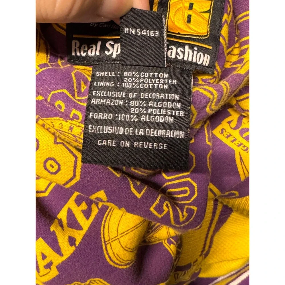 LA Lakers Reversible Jacket Mens 3XL Yellow Purple Waffle Knit Hooded NBA G-III